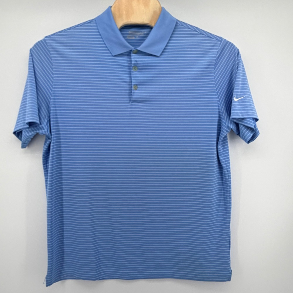 Nike Golf Tour Performance Polo Shirt Mens XL Blue White Stripe Dri-FIT